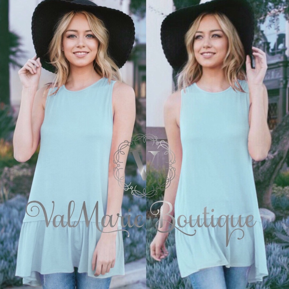 Sky blue ruffle tunic or mini dress